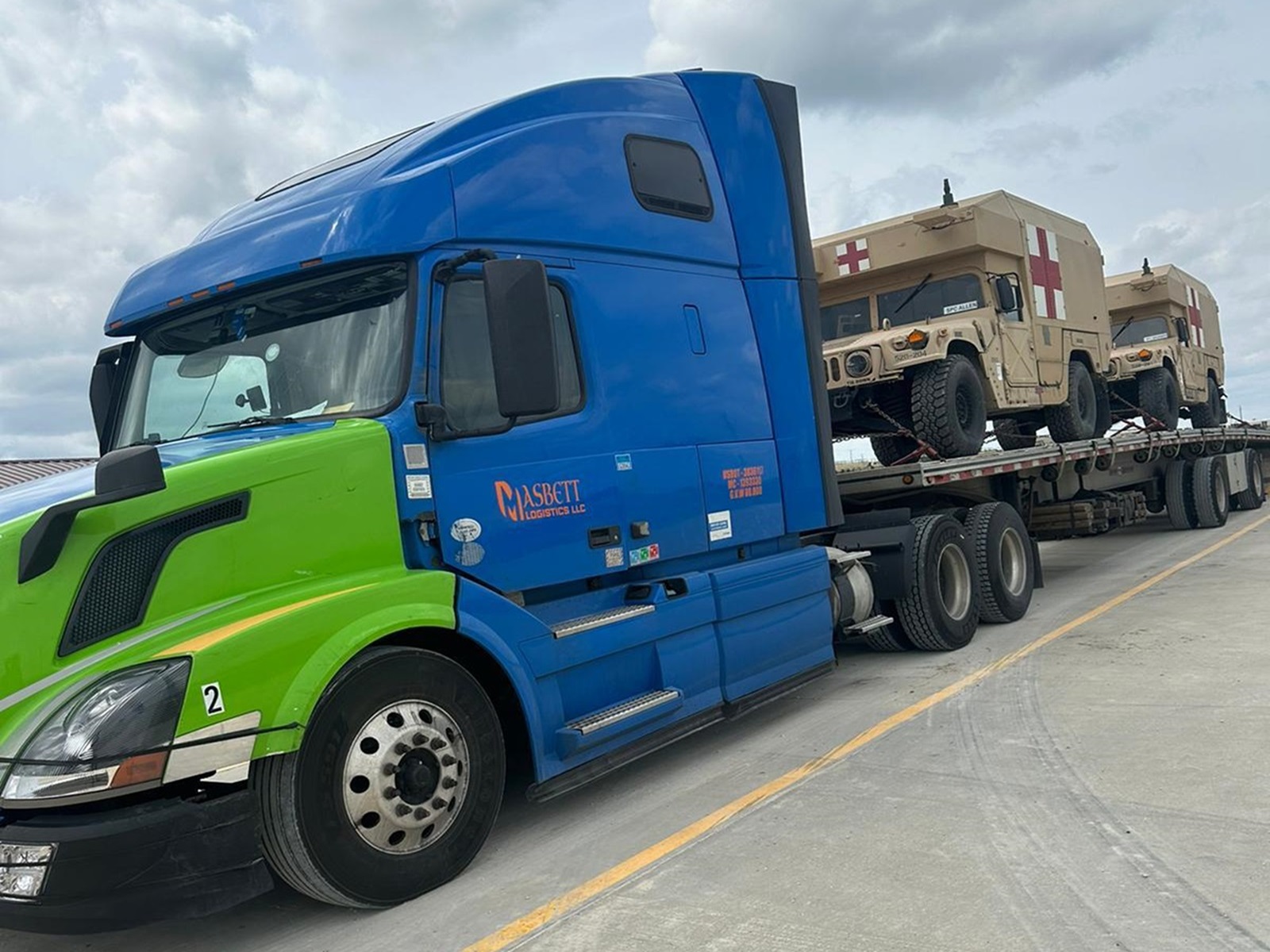 Flatbed load secured for transport